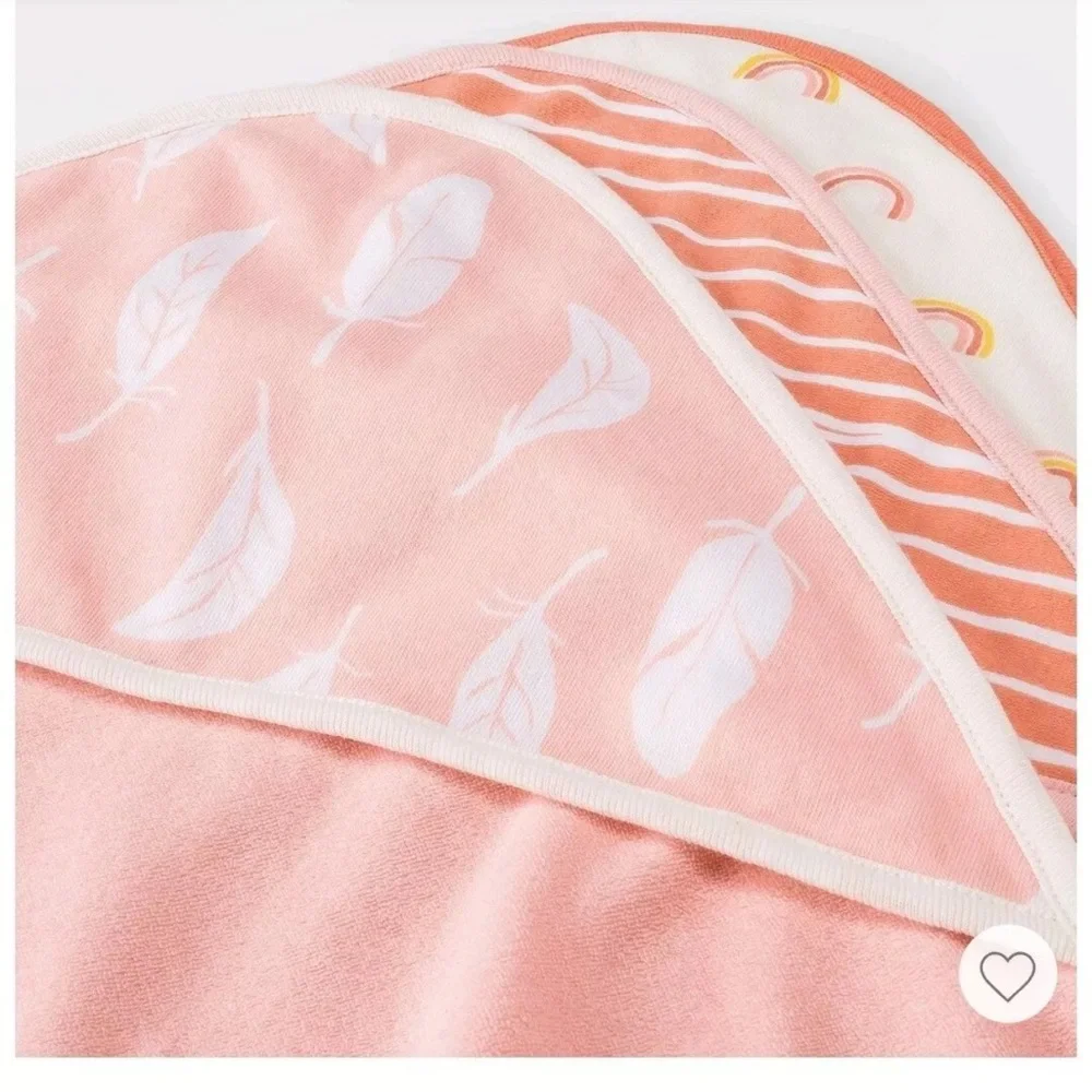 LIMITED OFFER Cloud Island 3 Pack Infant Hooded Towels Girls